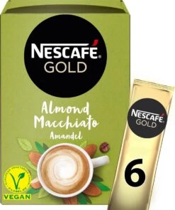 Nescafé Gold Almond Macchiato Oploskoffie - 6 Doosjes à 6 Zakjes -Monin Verkoopwinkel 1005x1200 1