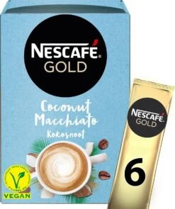 Nescafé Gold Coconut Macchiato Oploskoffie - 6 Doosjes à 6 Zakjes -Monin Verkoopwinkel 1005x1200