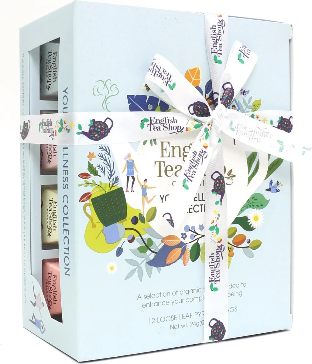 Biologisch Theegeschenk – Welness Tea Collectie - Thee Cadeau - Thee Geschenkset - Cadeaupakket - 12 Piramidezakjes – 6 Verschillende Theesmaken 1 Biologisch Theegeschenk – Welness Tea Collectie - Thee Cadeau - Thee Geschenkset - Cadeaupakket - 12 Piramidezakjes – 6 Verschillende Theesmaken