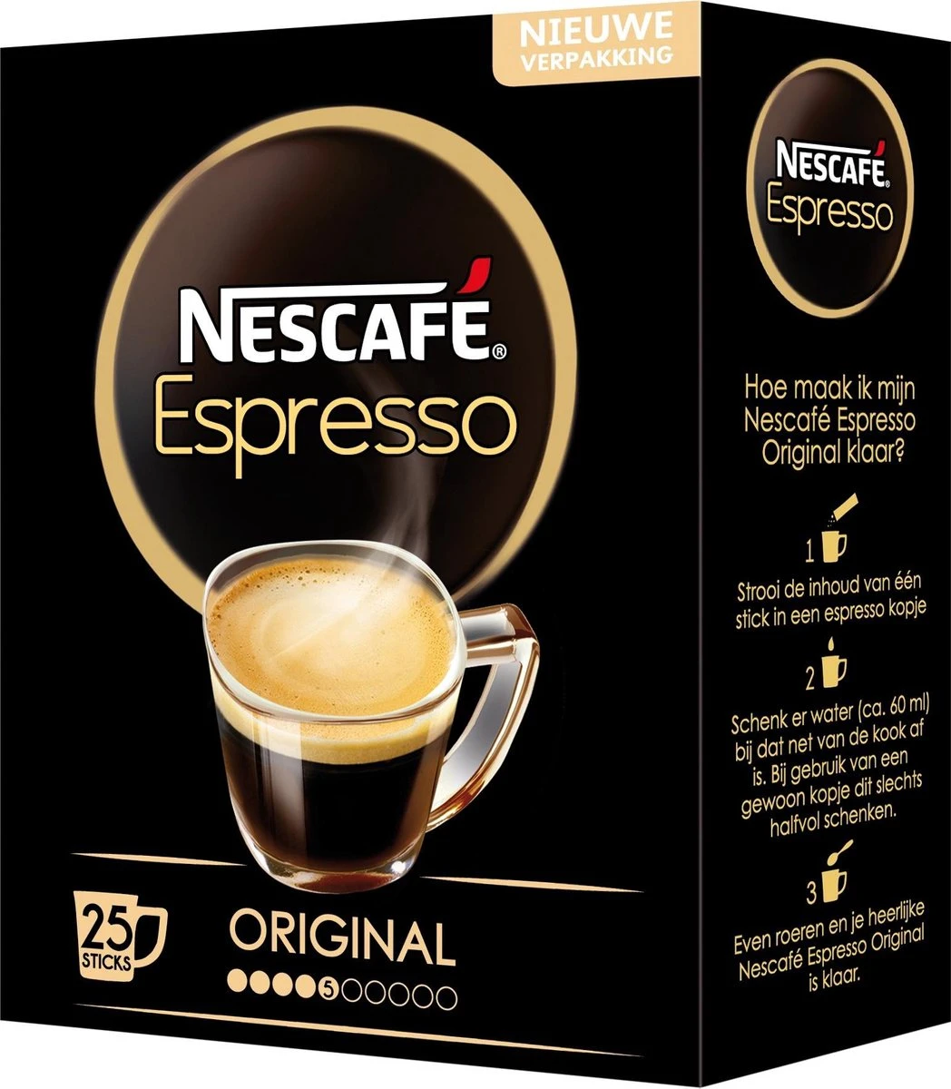 Nescafé Espresso Oploskoffie - 6 Doosjes à 25 Zakjes 1 Nescafé Espresso Oploskoffie - 6 Doosjes à 25 Zakjes