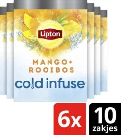 Lipton Cold Infuse Rooibos & Mango, Smaak Voor Koud Water Zonder Suiker En Calorieën - 6 X 10 Zakjes - NL-BIO-01 10 Lipton Cold Infuse Rooibos & Mango, Smaak Voor Koud Water Zonder Suiker En Calorieën - 6 X 10 Zakjes - NL-BIO-01 -Monin Verkoopwinkel 1077x1200