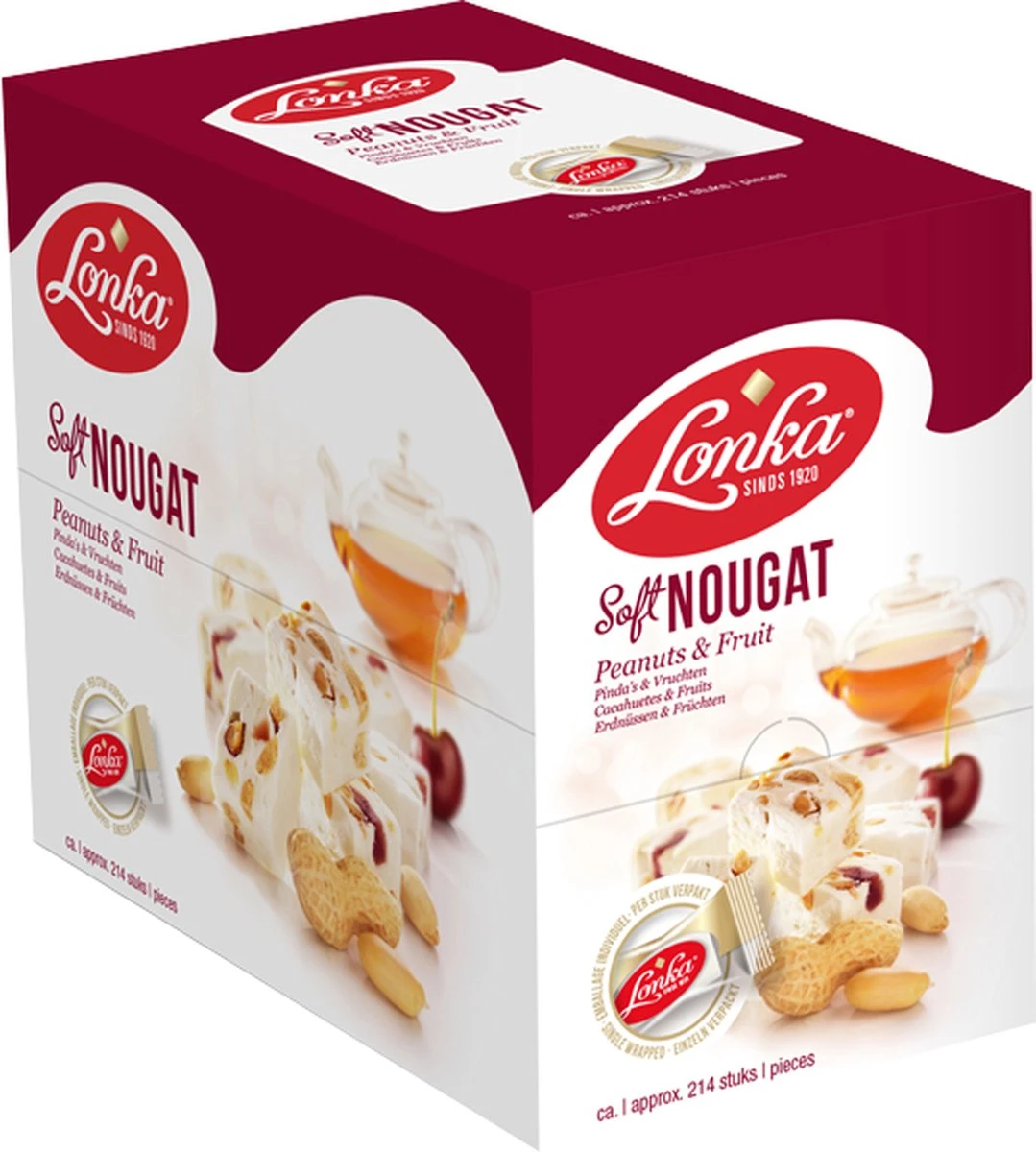 Lonka Soft Nougat Pinda Vrucht Doos à 2,57kg Snoep Thee - 214 Per Stuk Verpakte Nougat Blokjes 1 Lonka Soft Nougat Pinda Vrucht Doos à 2,57kg Snoep Thee - 214 Per Stuk Verpakte Nougat Blokjes