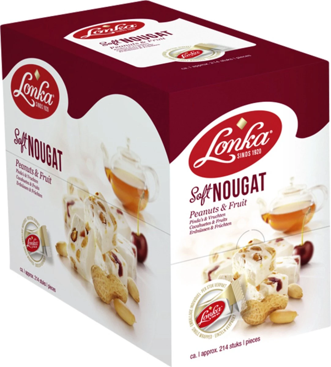 Lonka Soft Nougat Pinda Vrucht Doos à 2,57kg Snoep Thee - 214 Per Stuk Verpakte Nougat Blokjes 4 Lonka Soft Nougat Pinda Vrucht Doos à 2,57kg Snoep Thee - 214 Per Stuk Verpakte Nougat Blokjes - Afbeelding 4