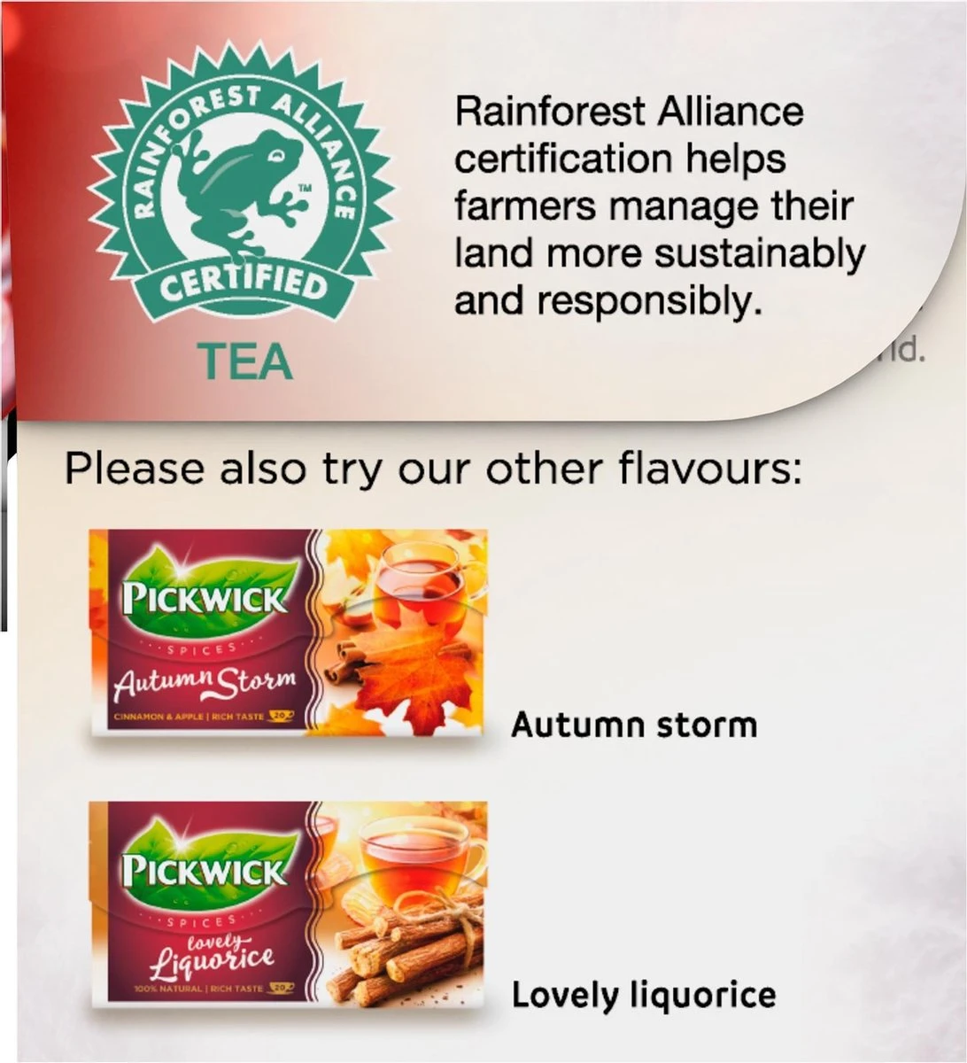 Pickwick Spices Winterglow Zwarte Thee - 12 X 20 Zakjes 2 Pickwick Spices Winterglow Zwarte Thee - 12 X 20 Zakjes - Afbeelding 2