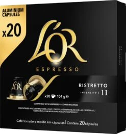 L'OR Espresso Ristretto Koffiecups - Intensiteit 11/12 - 10 X 20 Capsules -Monin Verkoopwinkel 1128x1200