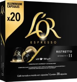 L'OR Espresso Ristretto Koffiecups - Intensiteit 11/12 - 10 X 20 Capsules -Monin Verkoopwinkel 1129x1200