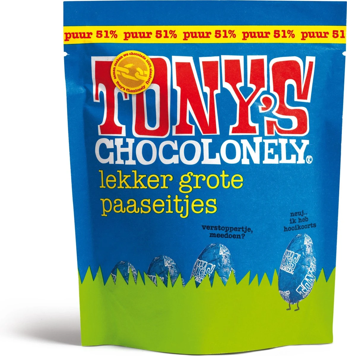 Tony's Chocolonely Pure Chocolade Paaseitjes - Uitdeelzak Pasen Eitjes - Paas Ei Cadeau - 180 Gram Paaseieren 2 Tony's Chocolonely Pure Chocolade Paaseitjes - Uitdeelzak Pasen Eitjes - Paas Ei Cadeau - 180 Gram Paaseieren - Afbeelding 2
