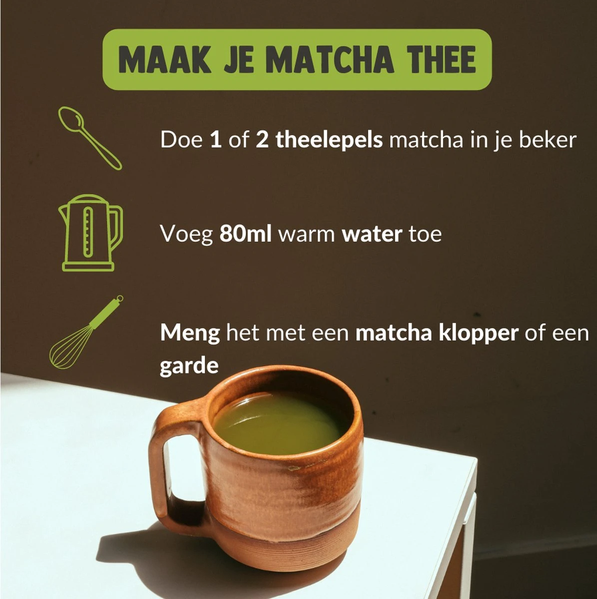 Cupplement | Premium Matcha 90 Gram | Biologisch | Gratis Verzending | Hoogste Kwaliteit Groene Thee Poeder 8 Cupplement | Premium Matcha 90 Gram | Biologisch | Gratis Verzending | Hoogste Kwaliteit Groene Thee Poeder - Afbeelding 8