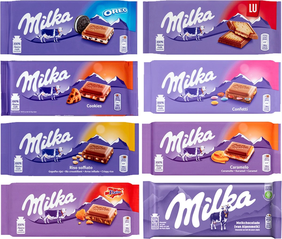 Milka Chocolade Tabletten Assortiment - 16 Tabletten - 1574g 1 Milka Chocolade Tabletten Assortiment - 16 Tabletten - 1574g