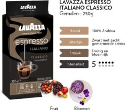 Lavazza Espresso Italiano Classico Gemalen / Filterkoffie - 8 X 250 Gram 8 Lavazza Espresso Italiano Classico Gemalen / Filterkoffie - 8 X 250 Gram -Monin Verkoopwinkel 1200x1053