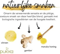 Pukka Lemon Ginger & Manuka Honey Thee, Met Gember, Citroen En Honing - 4 X 20 Zakjes - GB-BIO-05 -Monin Verkoopwinkel 1200x1077