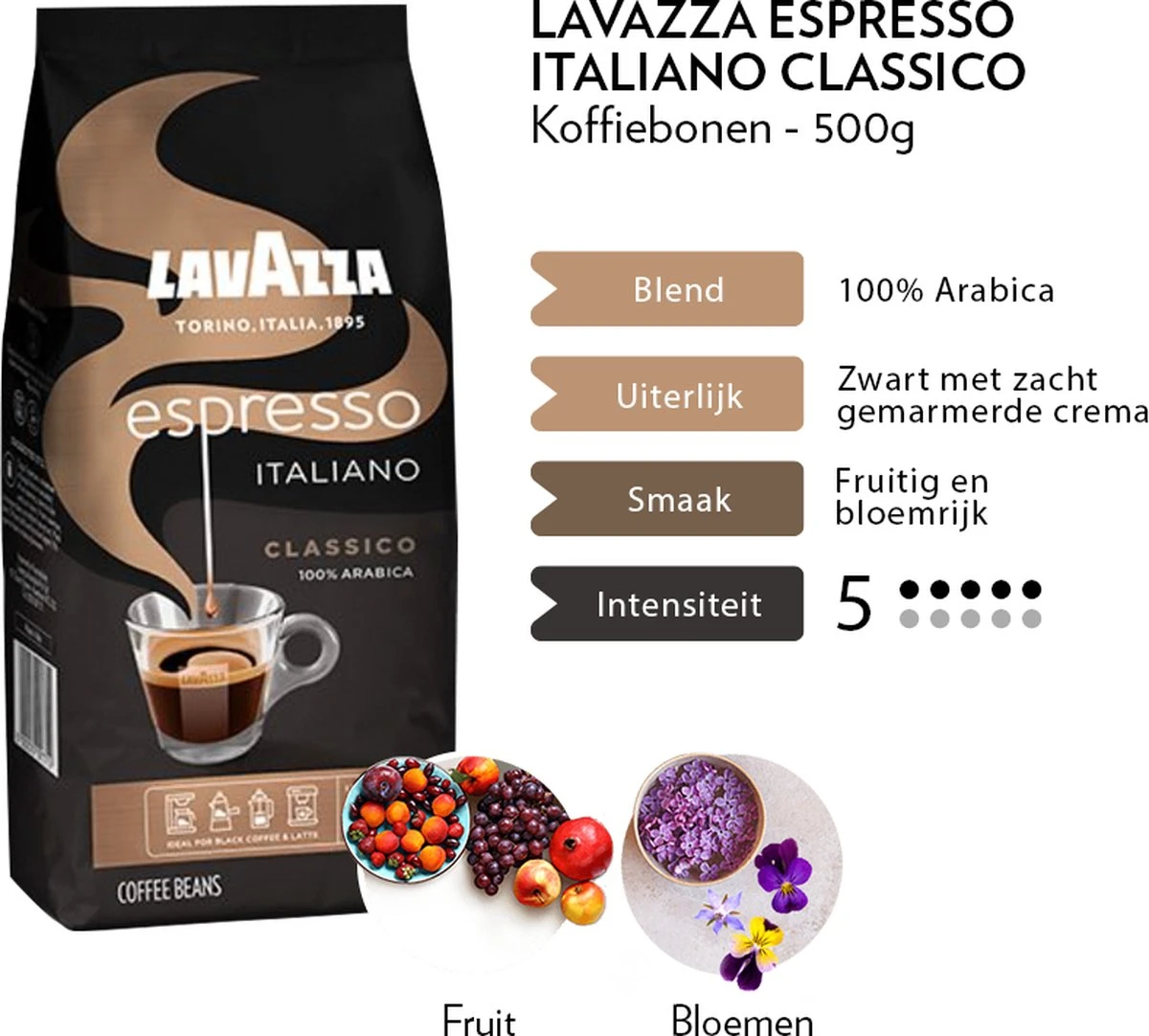 Lavazza Espresso Italiano Classico Koffiebonen - 500 Gram X4 4 Lavazza Espresso Italiano Classico Koffiebonen - 500 Gram X4 - Afbeelding 4