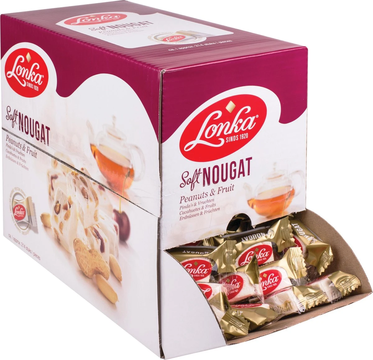 Lonka Soft Nougat Pinda Vrucht Doos à 2,57kg Snoep Thee - 214 Per Stuk Verpakte Nougat Blokjes 3 Lonka Soft Nougat Pinda Vrucht Doos à 2,57kg Snoep Thee - 214 Per Stuk Verpakte Nougat Blokjes - Afbeelding 3