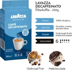 Lavazza Caffe Decaffeinato Filterkoffie - 250 Gram X8 -Monin Verkoopwinkel 1200x1177 1
