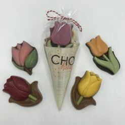 Cho-lala Puntzakje Chocolade Tulpen | Uitdeelcadeaus | Chocolade Cadeau | Give Away 60 Gram Chocolade Tulpen | Hollandse Tulpen