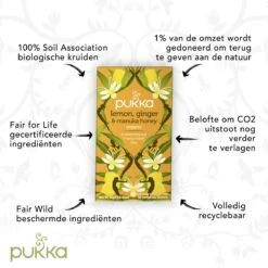 Pukka Lemon Ginger & Manuka Honey Thee, Met Gember, Citroen En Honing - 4 X 20 Zakjes - GB-BIO-05 -Monin Verkoopwinkel 1200x1200 242