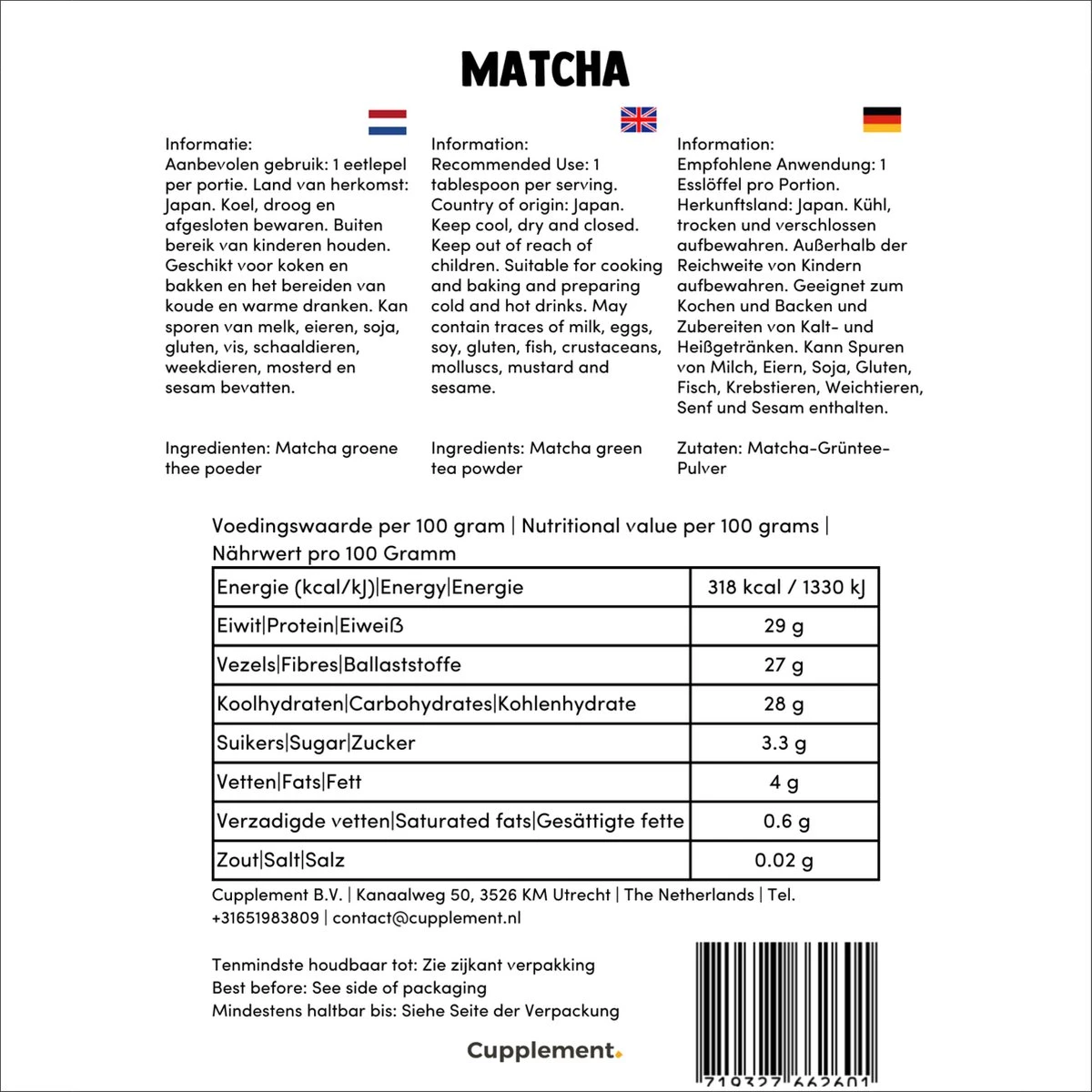 Cupplement | Premium Matcha 90 Gram | Biologisch | Gratis Verzending | Hoogste Kwaliteit Groene Thee Poeder 11 Cupplement | Premium Matcha 90 Gram | Biologisch | Gratis Verzending | Hoogste Kwaliteit Groene Thee Poeder - Afbeelding 11