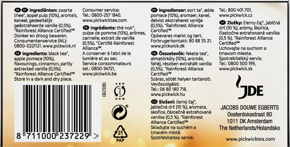 Pickwick Spices Turkish Apple Zwarte Thee - 12 X 20 Zakjes 3 Pickwick Spices Turkish Apple Zwarte Thee - 12 X 20 Zakjes - Afbeelding 3