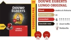 Douwe Egberts Lungo Original Koffiecups - Intensiteit 6/12 - 10 X 20 Capsules -Monin Verkoopwinkel 1200x674