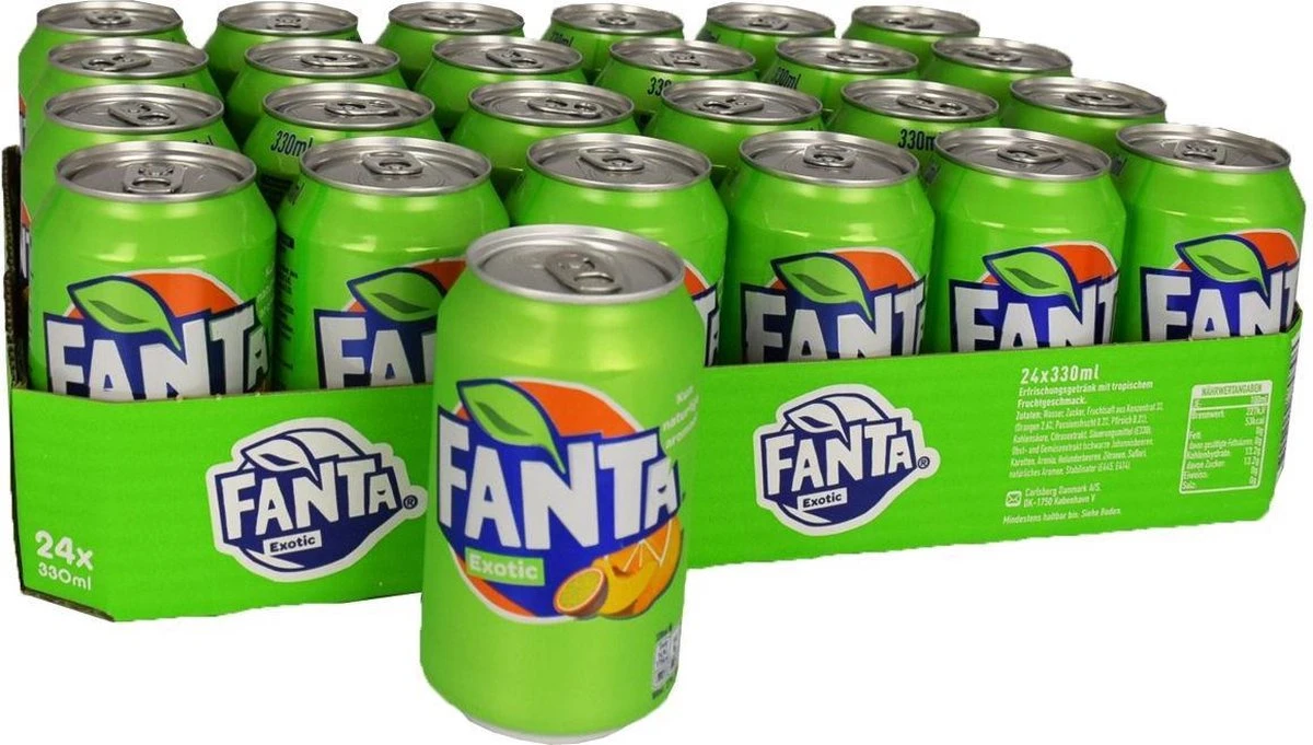 Fanta Exotic Blikjes 33cl Tray 24 Stuks Frisdrank 2 Fanta Exotic Blikjes 33cl Tray 24 Stuks Frisdrank - Afbeelding 2