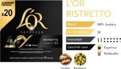 L'OR Espresso Ristretto Koffiecups - Intensiteit 11/12 - 10 X 20 Capsules -Monin Verkoopwinkel 1200x685