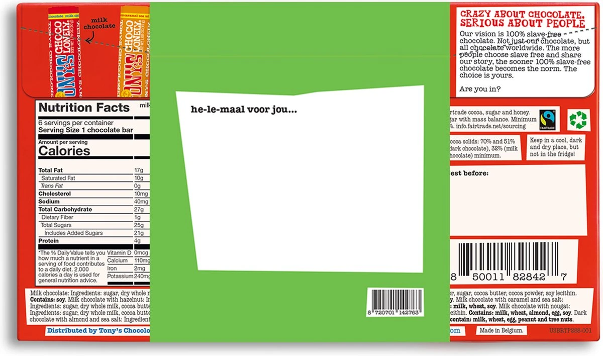 Tony's Chocolonely Chocolade Proeverijtje Get Well Zoen - 288 Gram - Beterschap Cadeau - Repen Melk En Puur - Geschenk - Fairtrade Chocolade 5 Tony's Chocolonely Chocolade Proeverijtje Get Well Zoen - 288 Gram - Beterschap Cadeau - Repen Melk En Puur - Geschenk - Fairtrade Chocolade - Afbeelding 5