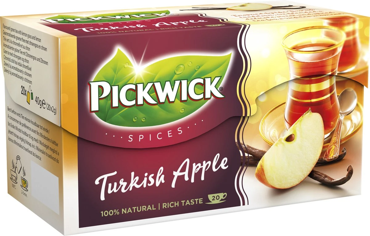 Pickwick Spices Turkish Apple Zwarte Thee - 12 X 20 Zakjes 4 Pickwick Spices Turkish Apple Zwarte Thee - 12 X 20 Zakjes - Afbeelding 4