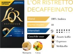 L'OR Espresso Ristretto Decaffeinato - Intensiteit 9/12 - 10 X 10 Capsules 16 L'OR Espresso Ristretto Decaffeinato - Intensiteit 9/12 - 10 X 10 Capsules -Monin Verkoopwinkel 1200x889