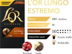 L'OR Lungo Estremo Koffiecups - Intensiteit 10/12 - 10 X 10 Capsules -Monin Verkoopwinkel 1200x907