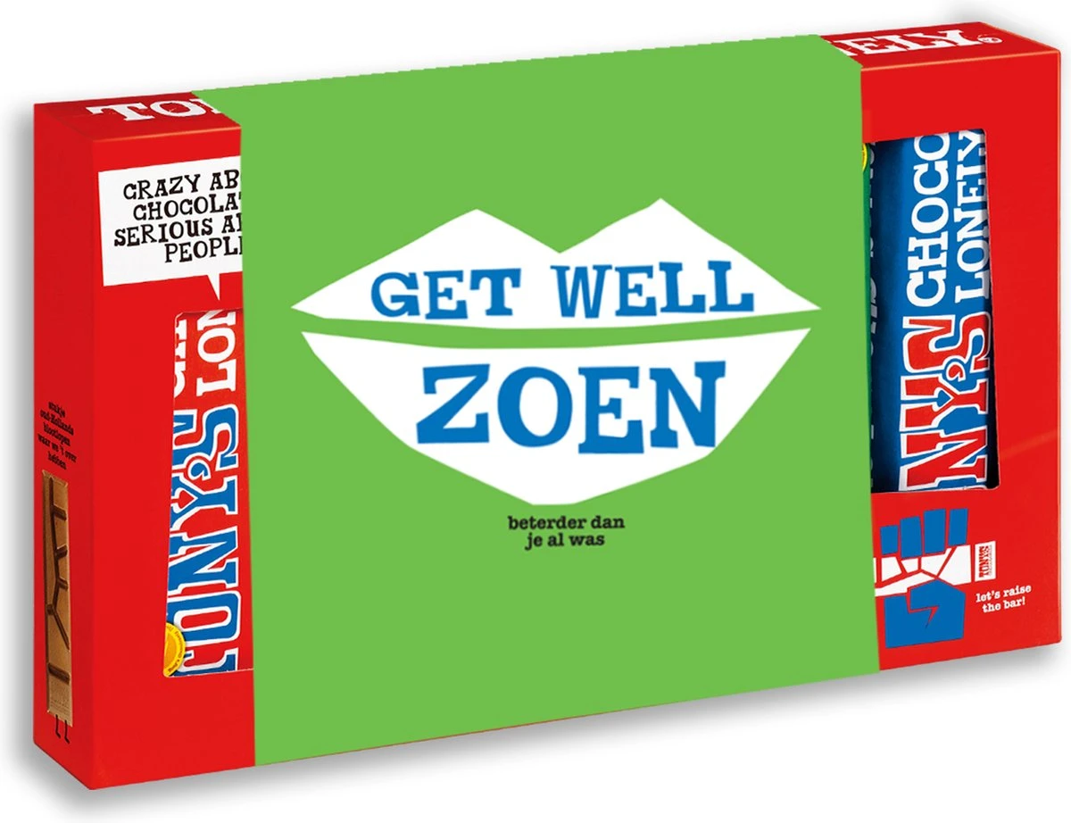 Tony's Chocolonely Chocolade Proeverijtje Get Well Zoen - 288 Gram - Beterschap Cadeau - Repen Melk En Puur - Geschenk - Fairtrade Chocolade 2 Tony's Chocolonely Chocolade Proeverijtje Get Well Zoen - 288 Gram - Beterschap Cadeau - Repen Melk En Puur - Geschenk - Fairtrade Chocolade - Afbeelding 2