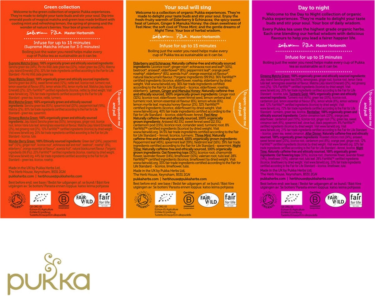 Pukka Collections Thee Bundel, Biologische Kruidenthee Selectie - 3 X 20 Zakjes - NL-BIO-01 2 Pukka Collections Thee Bundel, Biologische Kruidenthee Selectie - 3 X 20 Zakjes - NL-BIO-01 - Afbeelding 2