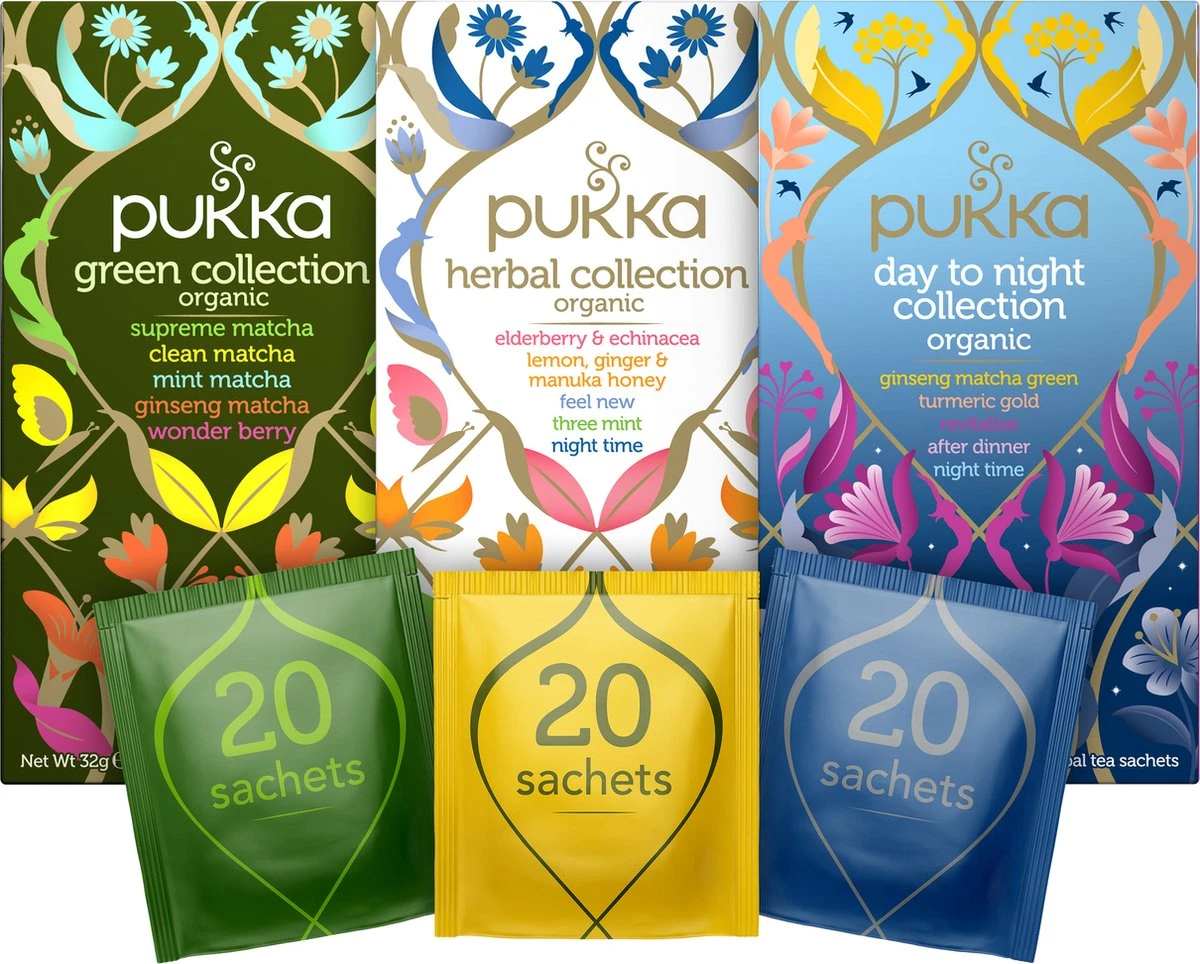 Pukka Collections Thee Bundel, Biologische Kruidenthee Selectie - 3 X 20 Zakjes - NL-BIO-01 1 Pukka Collections Thee Bundel, Biologische Kruidenthee Selectie - 3 X 20 Zakjes - NL-BIO-01