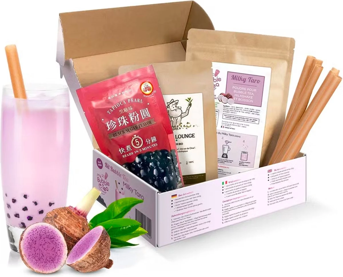Bubble Tea Kit - Boba Thee Kit: Milky Taro - Cadeau Idee 1 Bubble Tea Kit - Boba Thee Kit: Milky Taro - Cadeau Idee