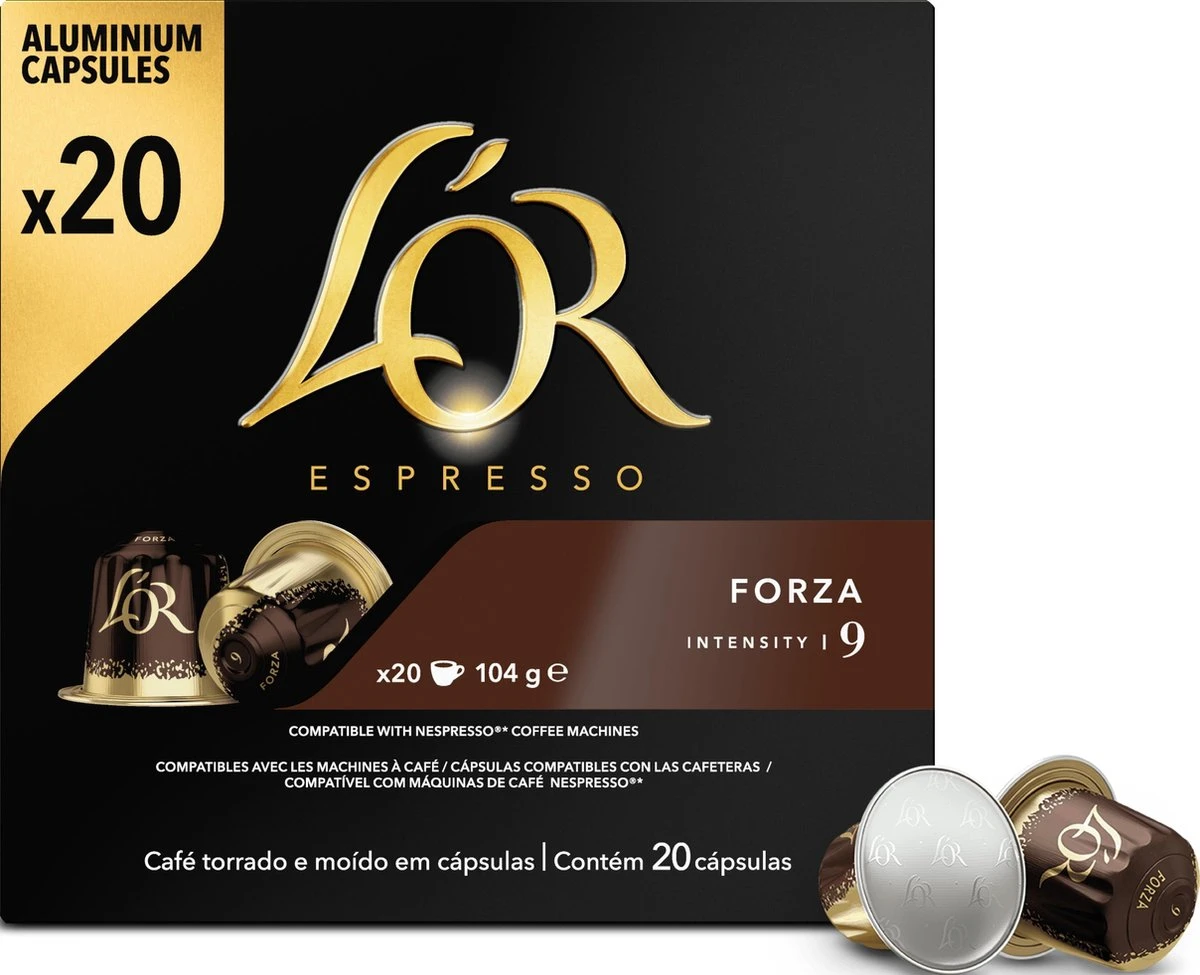 L'OR Espresso Forza Koffiecups - Intensiteit 9/12 - 10 X 20 Capsules 13 L'OR Espresso Forza Koffiecups - Intensiteit 9/12 - 10 X 20 Capsules - Afbeelding 13