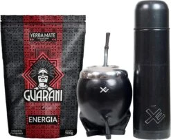Yerba Mate Set - Kalebas - Thermo - Bombilla - Guarana Thee - EquisMate Classic Black