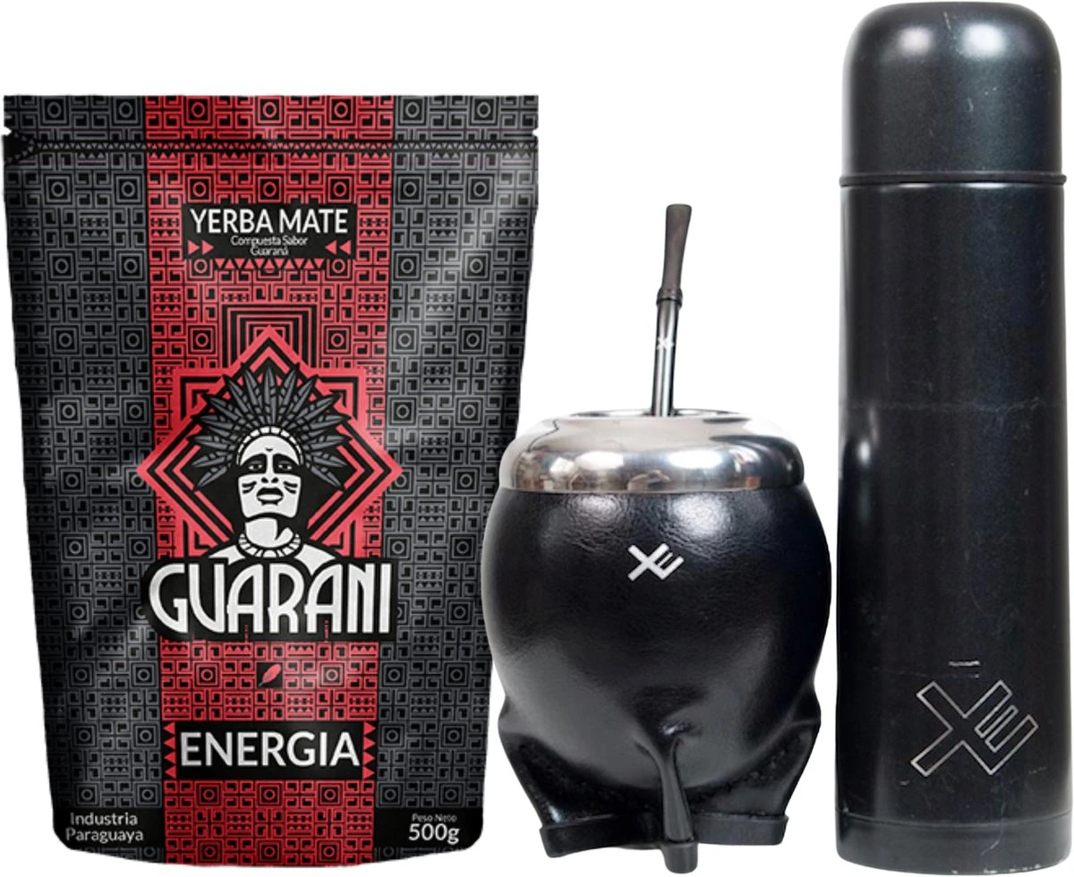 Yerba Mate Set - Kalebas - Thermo - Bombilla - Guarana Thee - EquisMate Classic Black 1 Yerba Mate Set - Kalebas - Thermo - Bombilla - Guarana Thee - EquisMate Classic Black