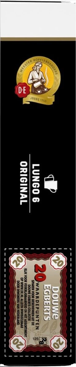 Douwe Egberts Lungo Original Koffiecups - Intensiteit 6/12 - 10 X 20 Capsules -Monin Verkoopwinkel 249x1200