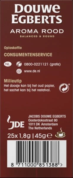 Douwe Egberts Aroma Rood Sticks Oploskoffie - 6 X 25 Zakjes -Monin Verkoopwinkel 492x1200 1