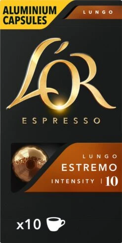 L'OR Lungo Estremo Koffiecups - Intensiteit 10/12 - 10 X 10 Capsules -Monin Verkoopwinkel 606x1200 1