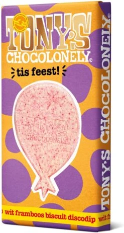 Tony's Chocolonely Witte Chocolade Framboos Biscuit Discodip Chocoladereep - Gefeliciteerd T Is Feest! - Chocolade Cadeau Verjaardag - Belgische Fairtrade Chocolade - 1 X 180 Gram 13 Tony's Chocolonely Witte Chocolade Framboos Biscuit Discodip Chocoladereep - Gefeliciteerd T Is Feest! - Chocolade Cadeau Verjaardag - Belgische Fairtrade Chocolade - 1 X 180 Gram -Monin Verkoopwinkel 640x1200 1