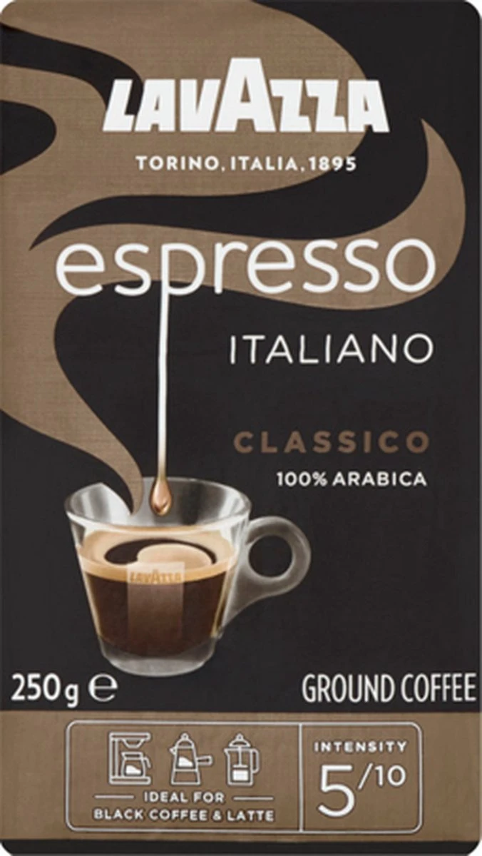 Lavazza Espresso Italiano Classico Gemalen / Filterkoffie - 8 X 250 Gram 5 Lavazza Espresso Italiano Classico Gemalen / Filterkoffie - 8 X 250 Gram - Afbeelding 5