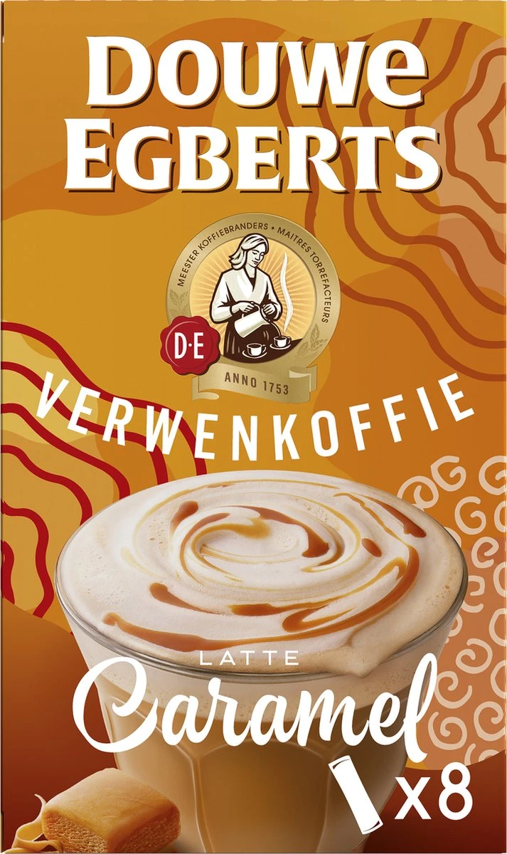 Douwe Egberts Verwenkoffie Latte Caramel Oploskoffie - 5 X 8 Zakjes 2 Douwe Egberts Verwenkoffie Latte Caramel Oploskoffie - 5 X 8 Zakjes - Afbeelding 2