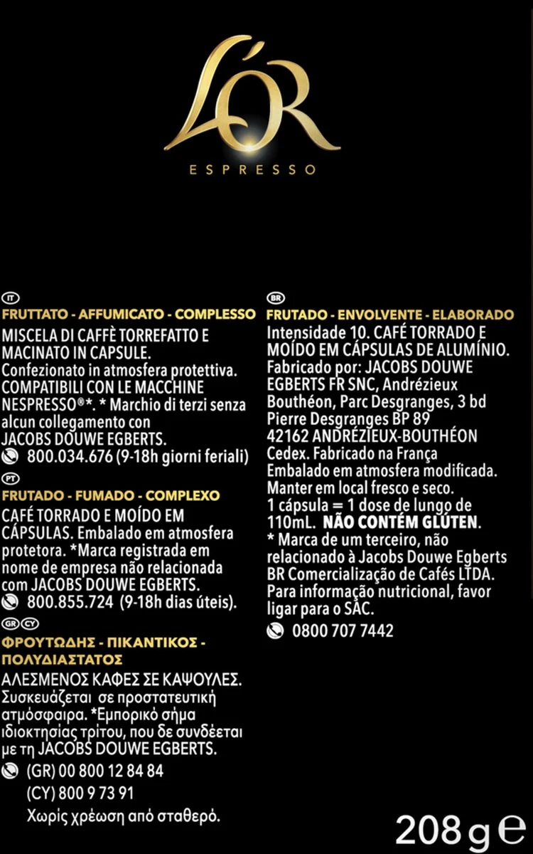 L'OR Lungo Estremo Koffiecups - Intensiteit 10/12 - 4 X 40 Capsules 6 L'OR Lungo Estremo Koffiecups - Intensiteit 10/12 - 4 X 40 Capsules - Afbeelding 6