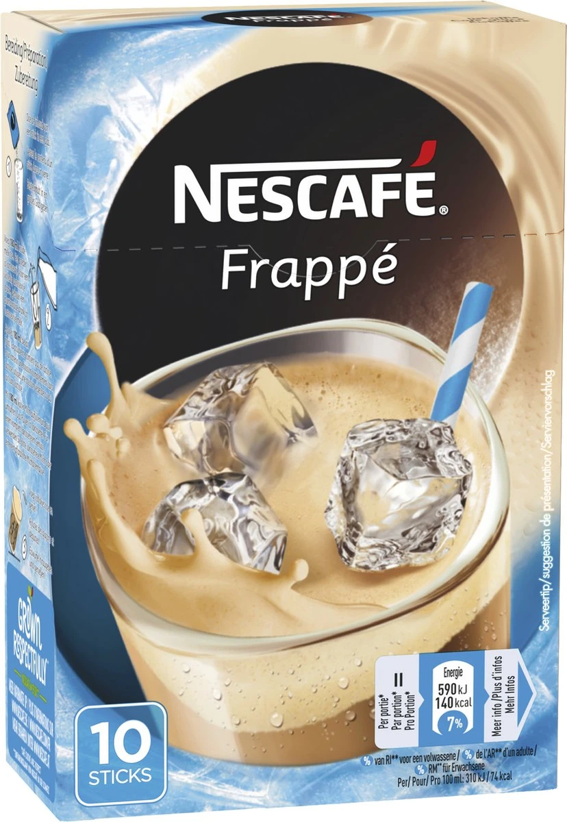 Nescafé Frappé Oploskoffie - 5 Doosjes à 10 Zakjes 1 Nescafé Frappé Oploskoffie - 5 Doosjes à 10 Zakjes