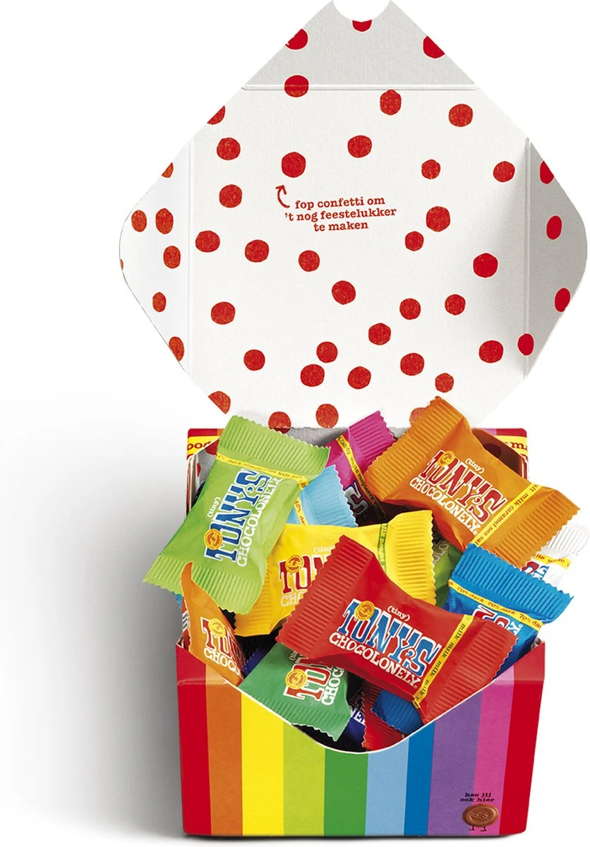 Tony's Chocolonely Tiny's Kadoosje Mix Chocolade Cadeau - 22 Mini Uitdeel Chocolaatjes - 200 Gram - Belgische Fairtrade Chocolade 3 Tony's Chocolonely Tiny's Kadoosje Mix Chocolade Cadeau - 22 Mini Uitdeel Chocolaatjes - 200 Gram - Belgische Fairtrade Chocolade - Afbeelding 3