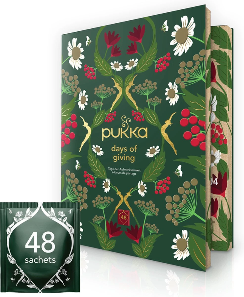 Pukka Thee Hardcover Biologische Kerst Adventskalender 2022, Perfect Als Kerstcadeau - 48 Zakjes - 1 Kalender 1 Pukka Thee Hardcover Biologische Kerst Adventskalender 2022, Perfect Als Kerstcadeau - 48 Zakjes - 1 Kalender